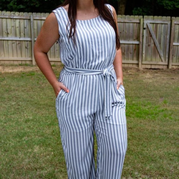 Kori Pants - Kori America | Blue & White Striped Jumpsuit